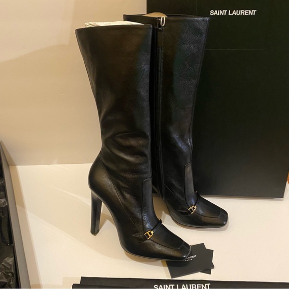 Saint Laurent Square Toe Heeled Boots - Picture 1 of 9